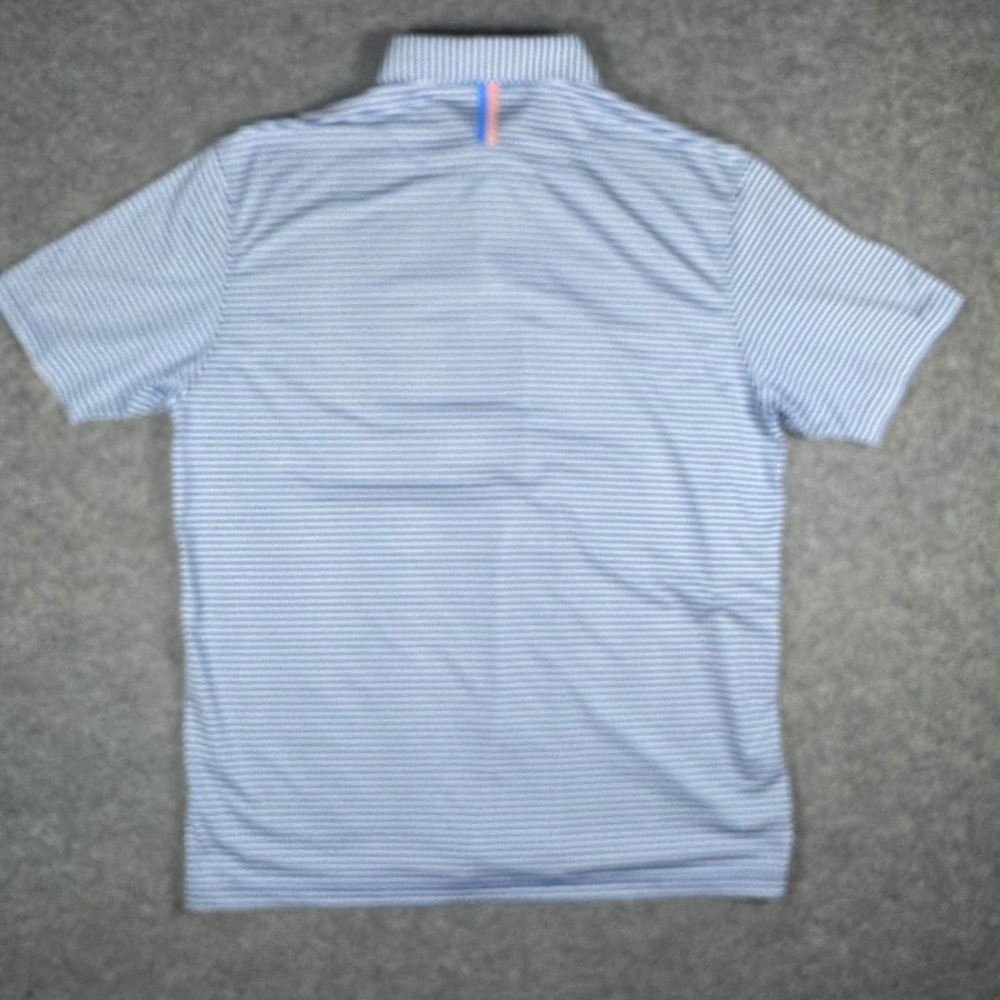 Rhoback Mens XL Blue White Stripe Performance Golf Polo Shirt Tennis Stretch - Picture 4 of 7
